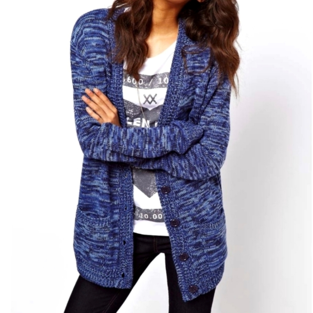 ASOS Blue Speckled Boyfriend Cardigan